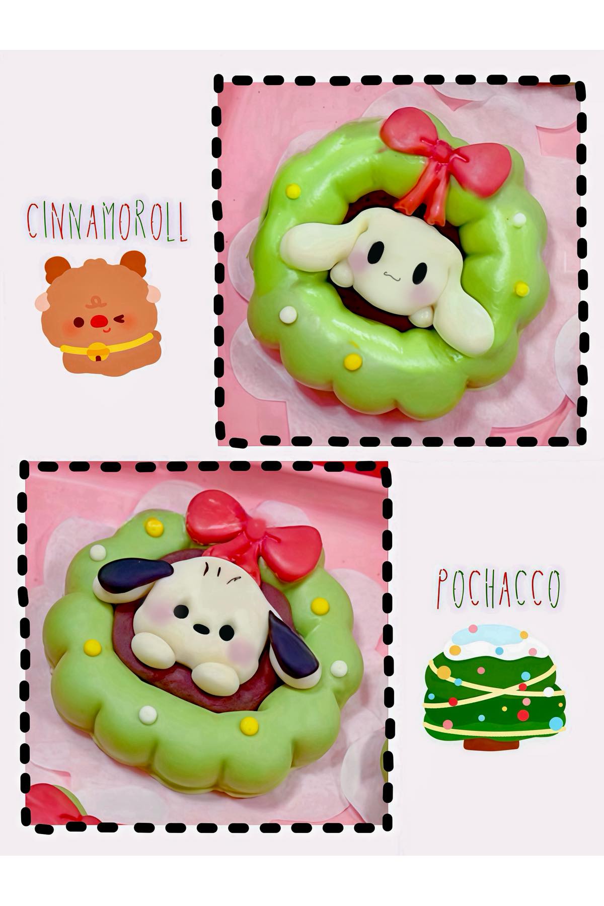 X'MAS SANRIO BUN 𝐒𝐚𝐧𝐫𝐢𝐨 圣诞花圈馒头 (PRE-ORDER)