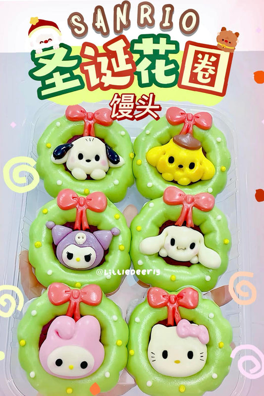 X'MAS SANRIO BUN 𝐒𝐚𝐧𝐫𝐢𝐨 圣诞花圈馒头 (PRE-ORDER)